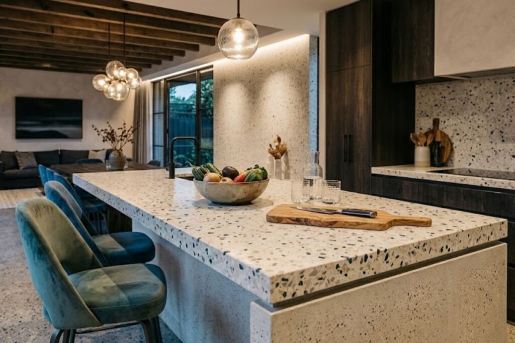 Perdirbtas akmuo ir teracas – nauja būsto vieta estetikai