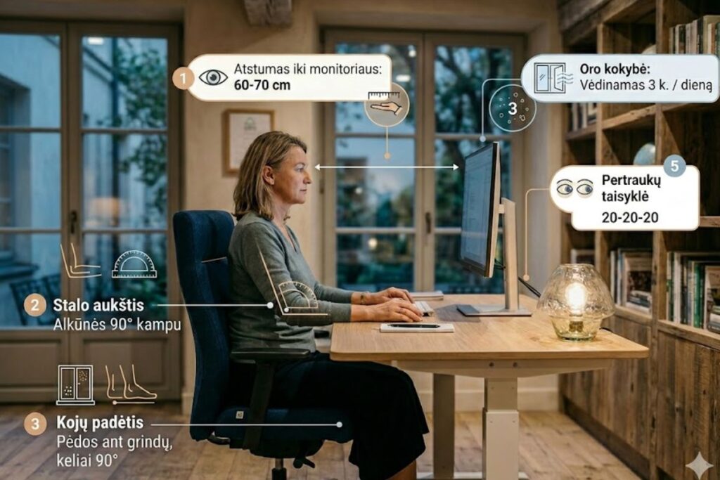 Namų biuras: ergonominis kontrolinis sąrašas